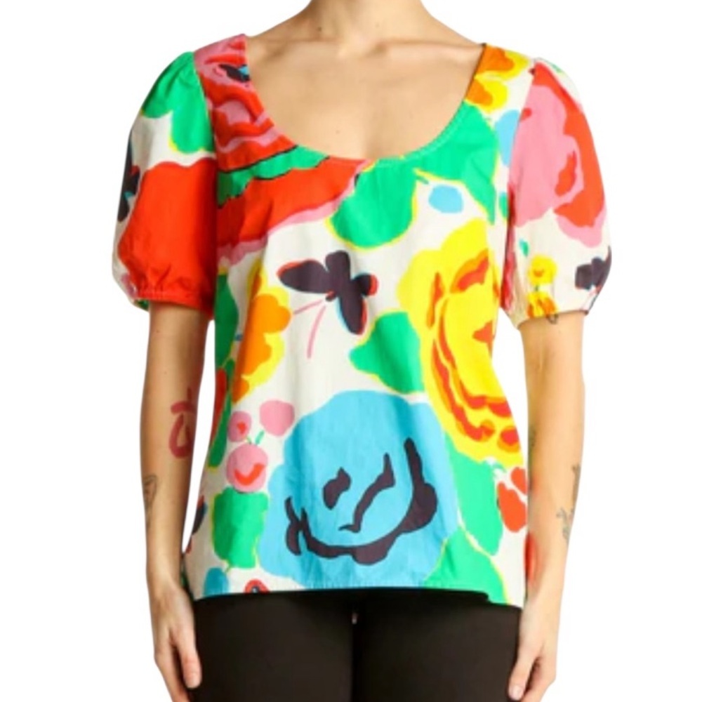 J. Crew Womens Scoopneck Cotton Poplin Top in Ratti Jardin Floral size 6 Small